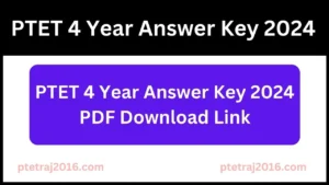 PTET 4 Year Answer Key 2024
